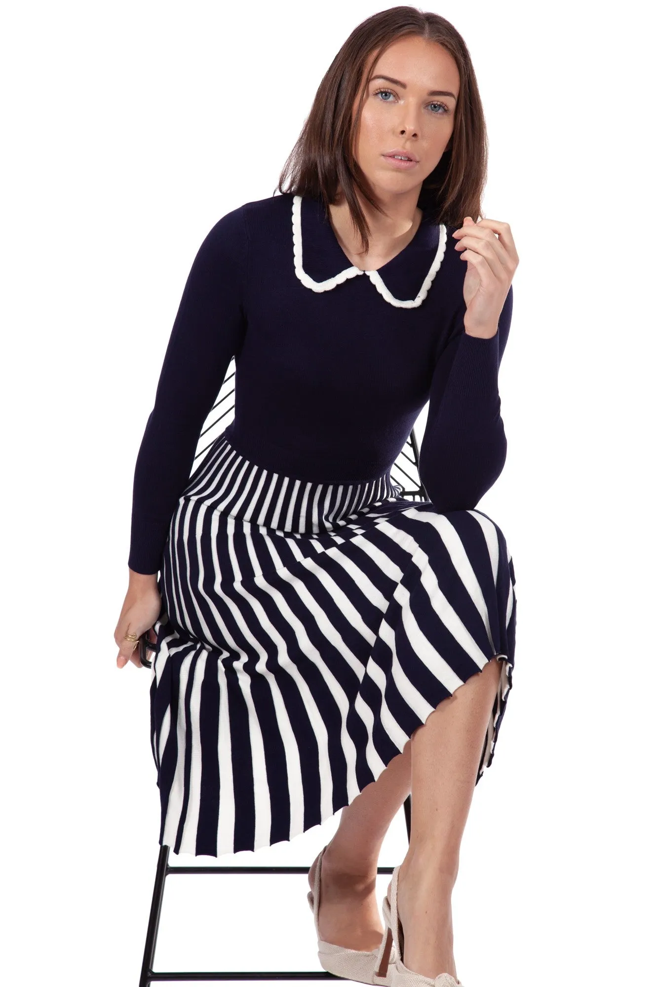 Lewes Dress Navy/Cream sold by Fever London product image thumbnail 5