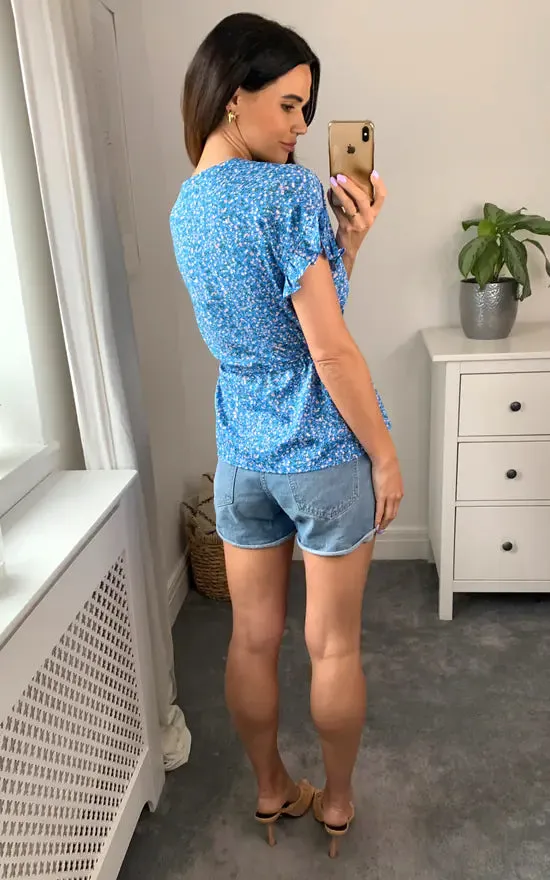 Ditsy Blue Waist Tie Top sold by Fever London product image thumbnail 4