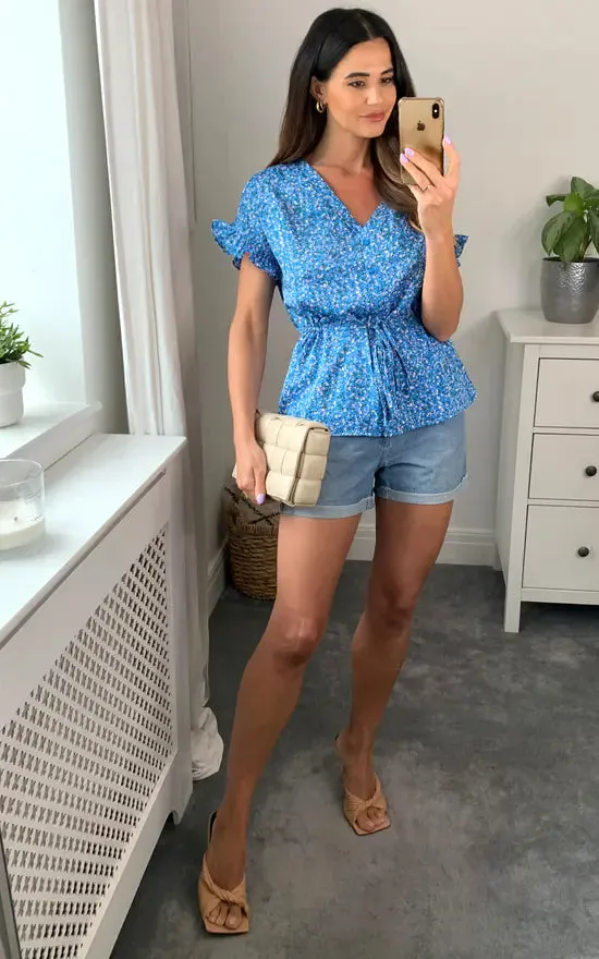 Ditsy Blue Waist Tie Top sold by Fever London product image thumbnail 2