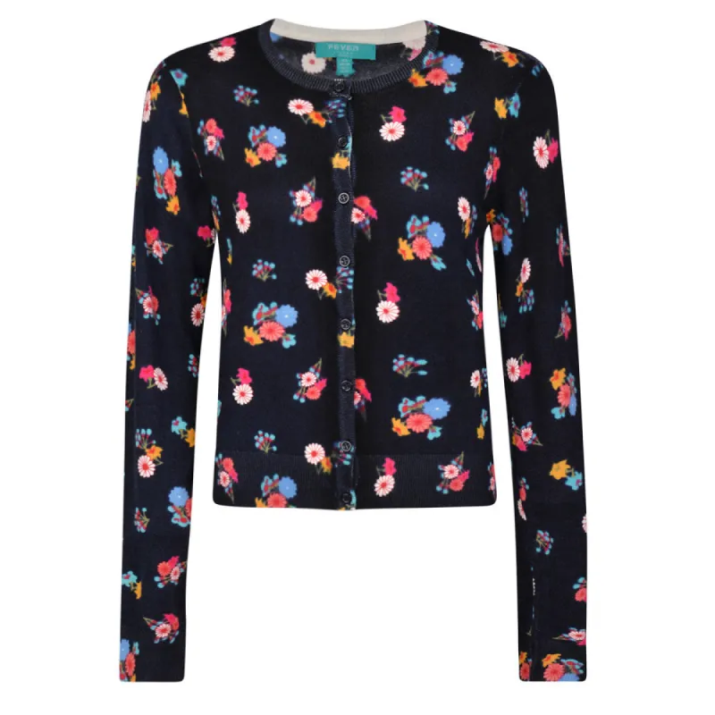 Ditsy Floral Cardigan Navy Multi sold by Fever London