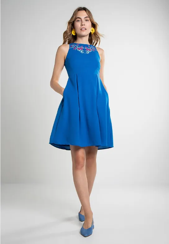 Abigail Dress Blue sold by Fever London
