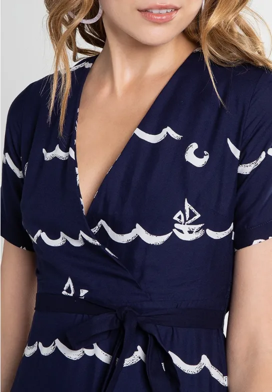 Clovelly Maxi Dress Navy/Cream sold by Fever London product image thumbnail 4