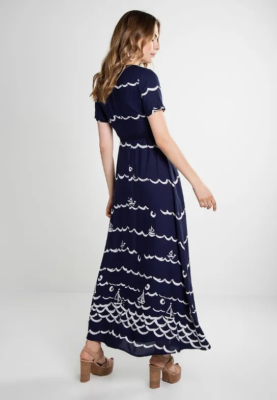 Clovelly Maxi Dress Navy/Cream sold by Fever London product image thumbnail 3