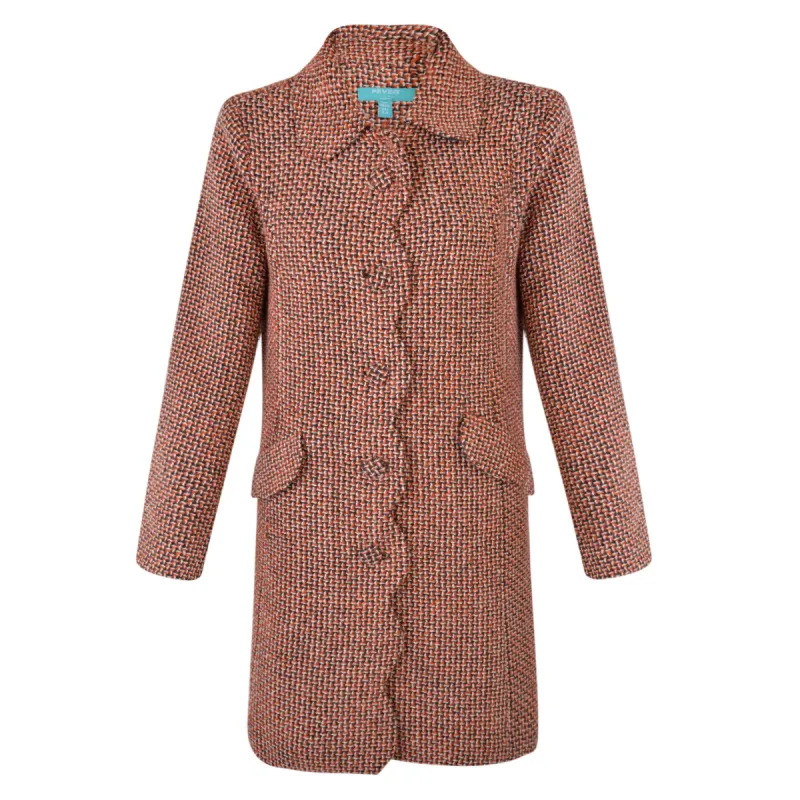 Lana Coat Orange/Brown/Cream sold by Fever London