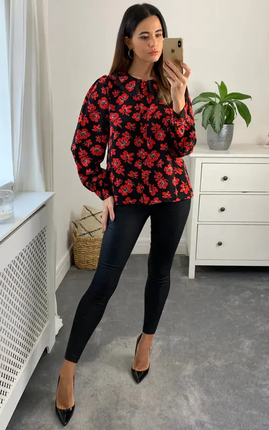Millie Frill Collar Shirt Black And Red sold by Fever London product image thumbnail 5