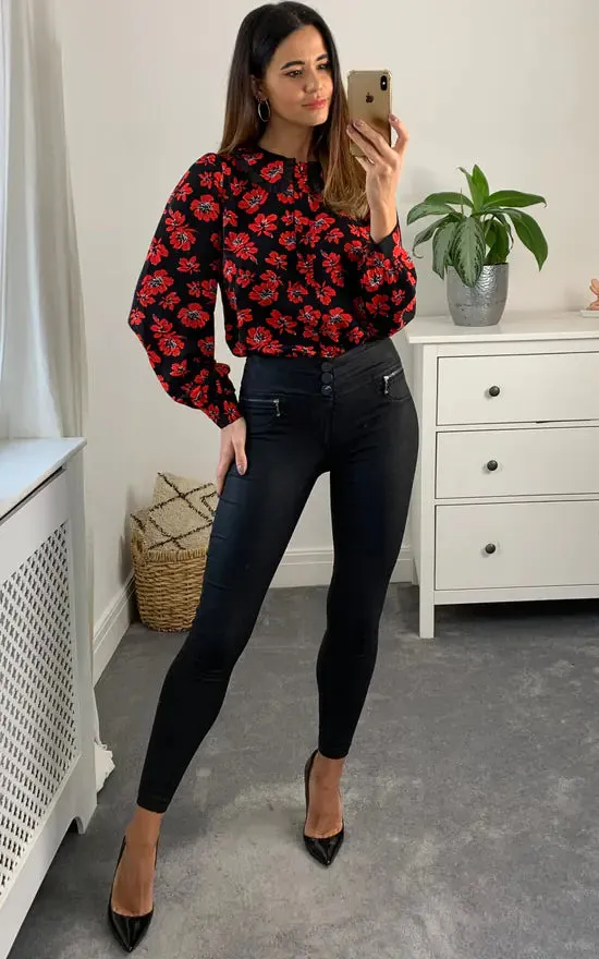 Millie Frill Collar Shirt Black And Red sold by Fever London product image thumbnail 2