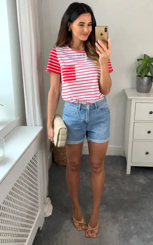 Stripe T Shirt White And Red sold by Fever London