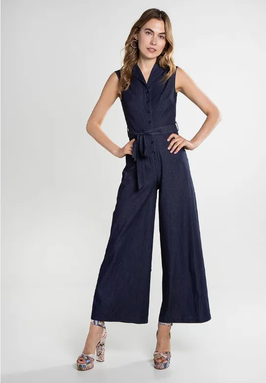 Yvonne Jumpsuit Dark Denim sold by Fever London
