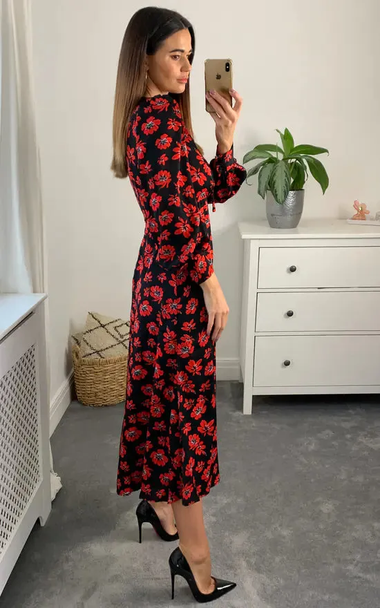 Millie Empire Midi Dress Colour Black And Red sold by Fever London product image thumbnail 3