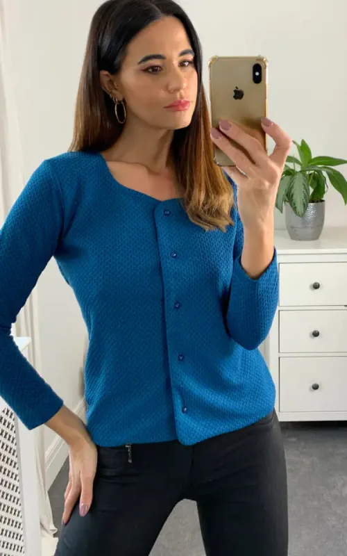 Bray Cardigan Colour Teal sold by Fever London