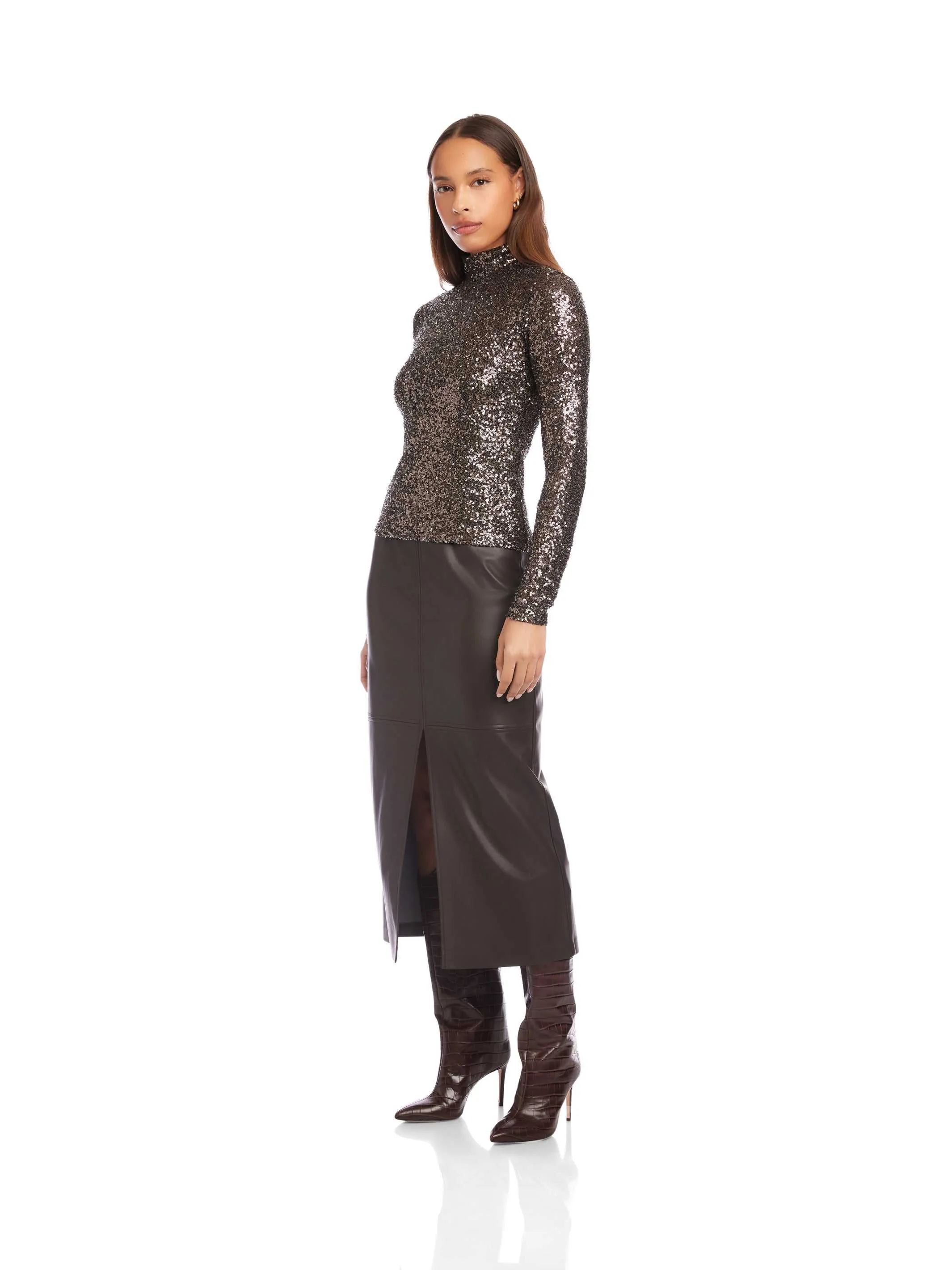 Mara Sequin Mock Neck Top sold by Fifteen Twenty product image thumbnail 3