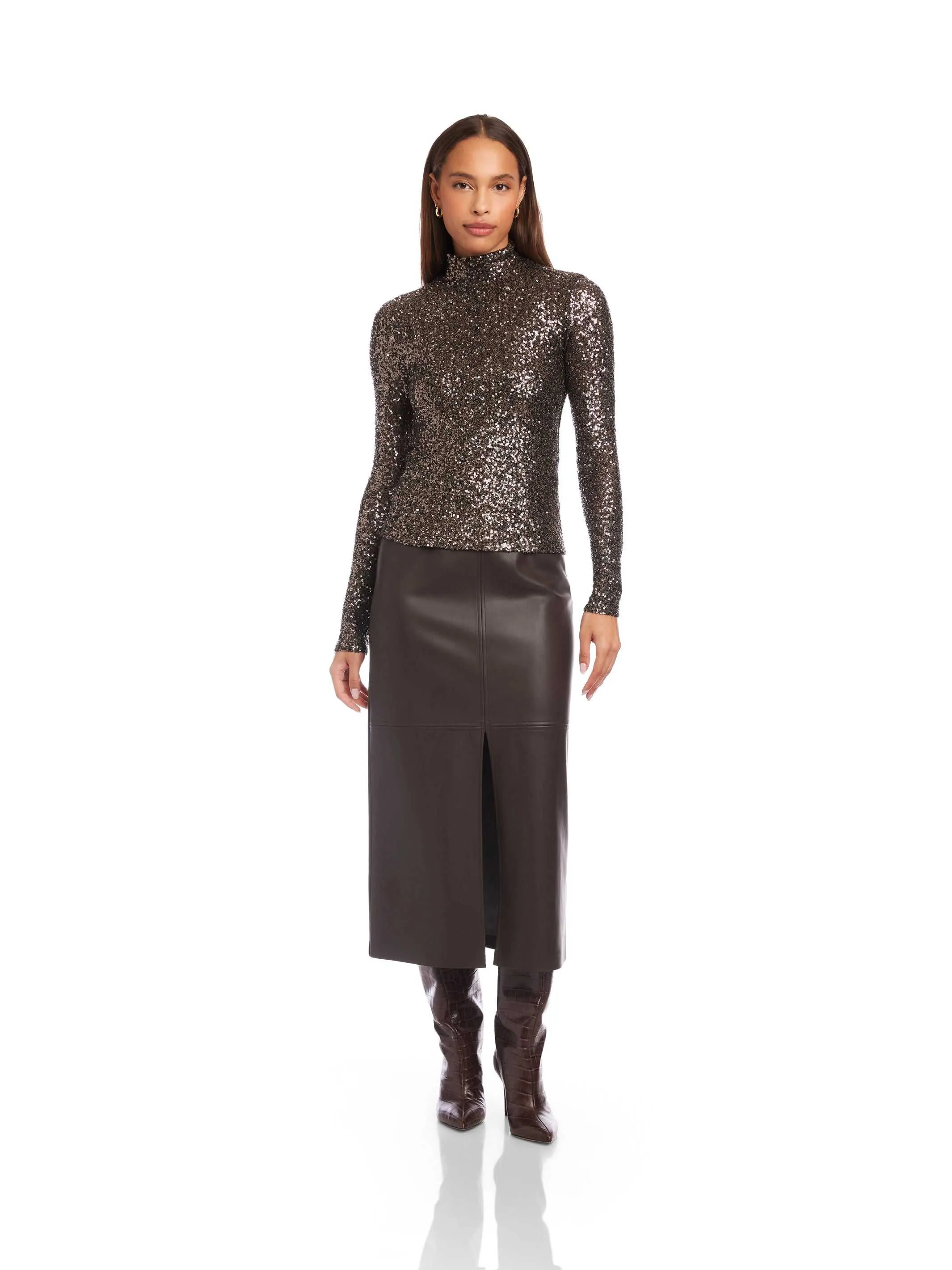 Mara Sequin Mock Neck Top sold by Fifteen Twenty product image thumbnail 2