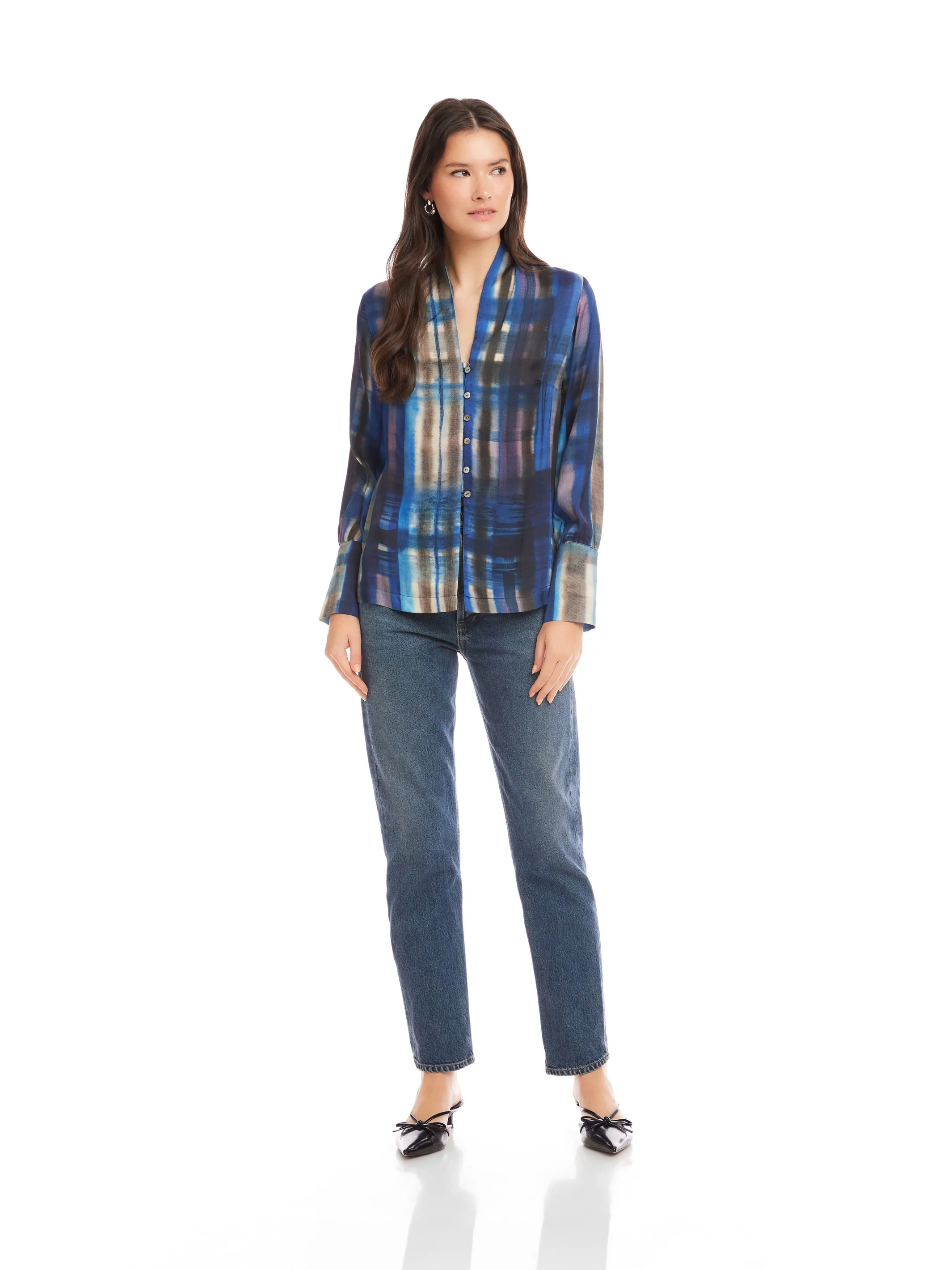 V-Neck Button Front Top sold by Fifteen Twenty product image thumbnail 3