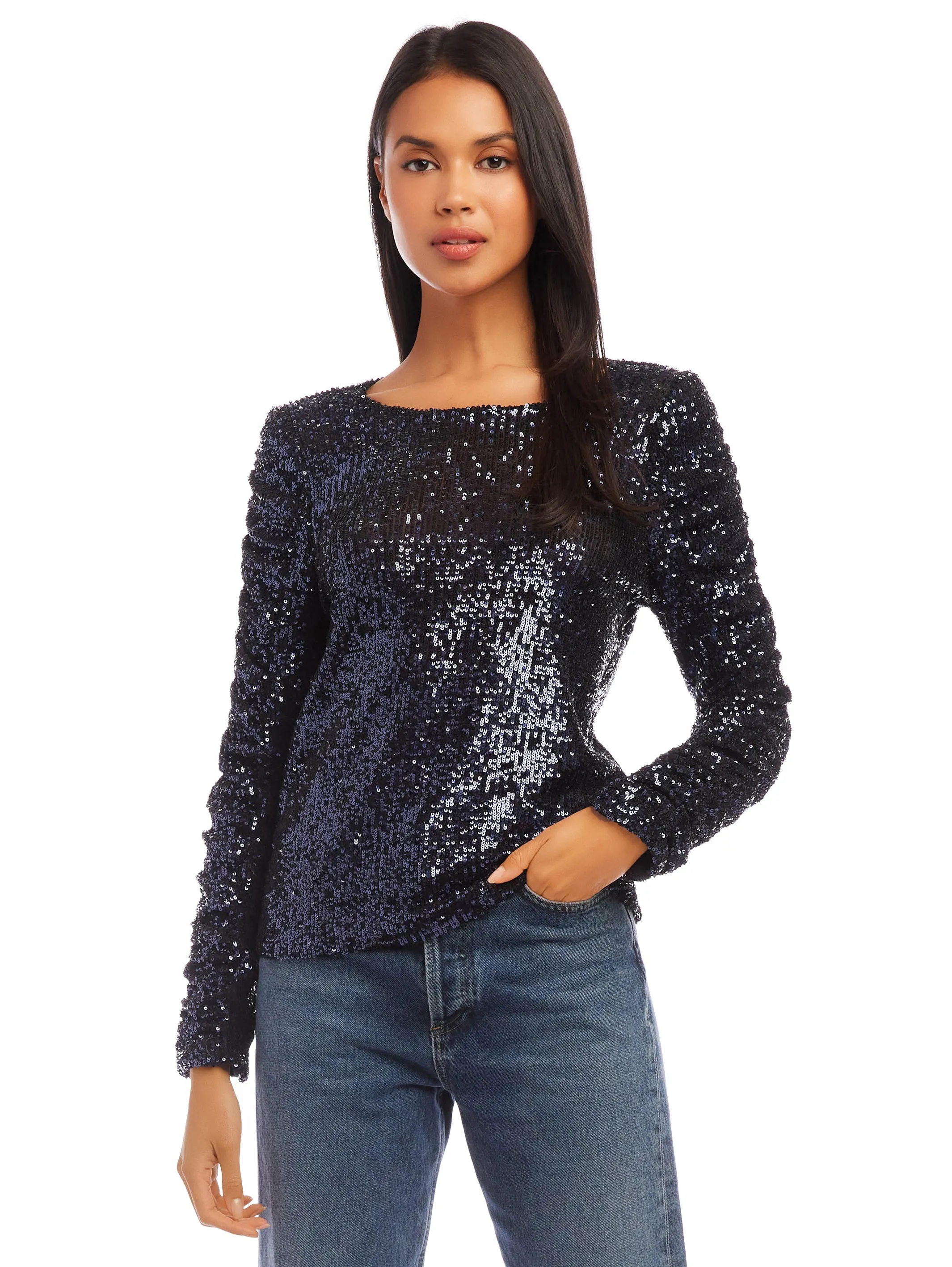 Sequin Shirred Sleeve Top sold by Fifteen Twenty product image thumbnail 2