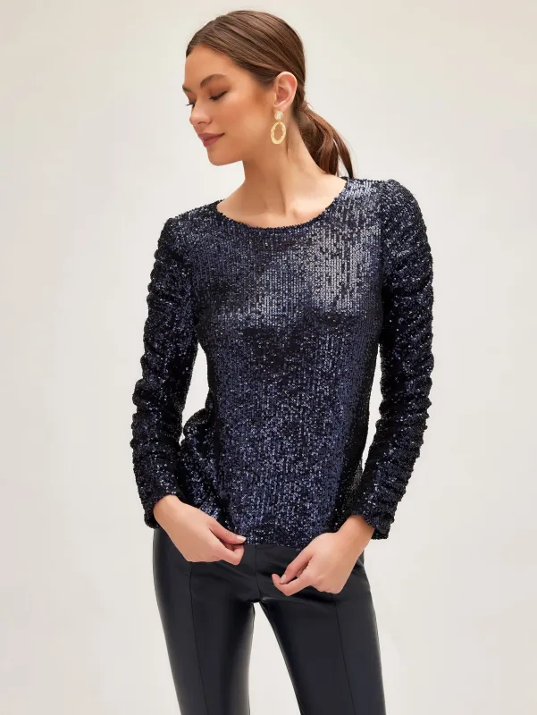 Sequin Shirred Sleeve Top sold by Fifteen Twenty