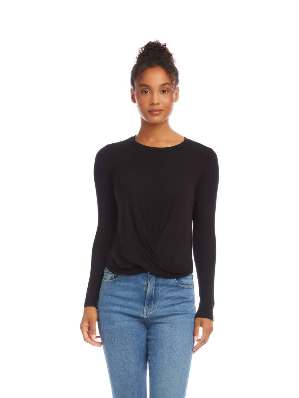 Long Sleeve Twist Front Top sold by Fifteen Twenty