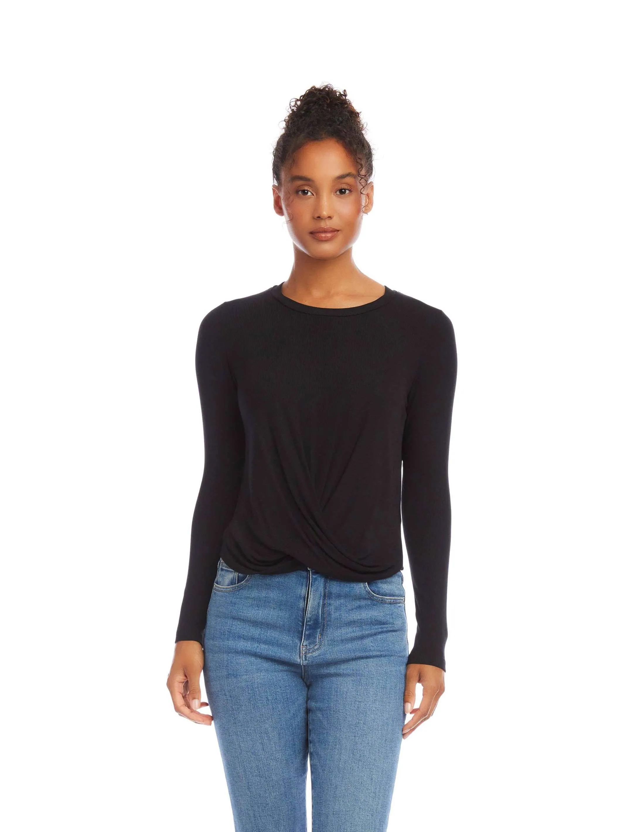 Long Sleeve Twist Front Top sold by Fifteen Twenty