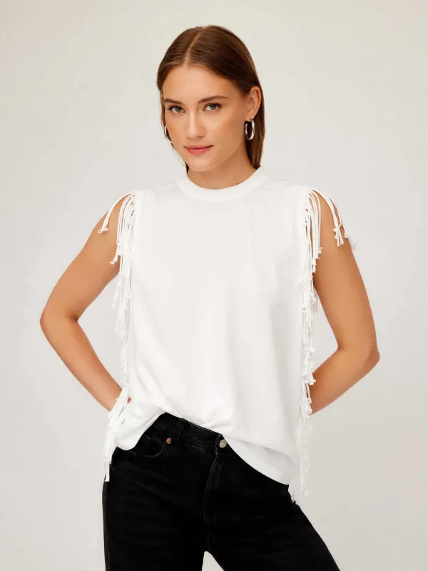Nora Fringe Tee sold by Fifteen Twenty