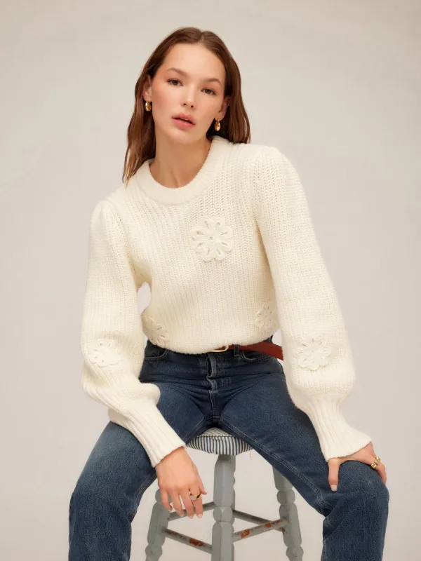 Brylee Crochet Flower Detail Sweater sold by Fifteen Twenty