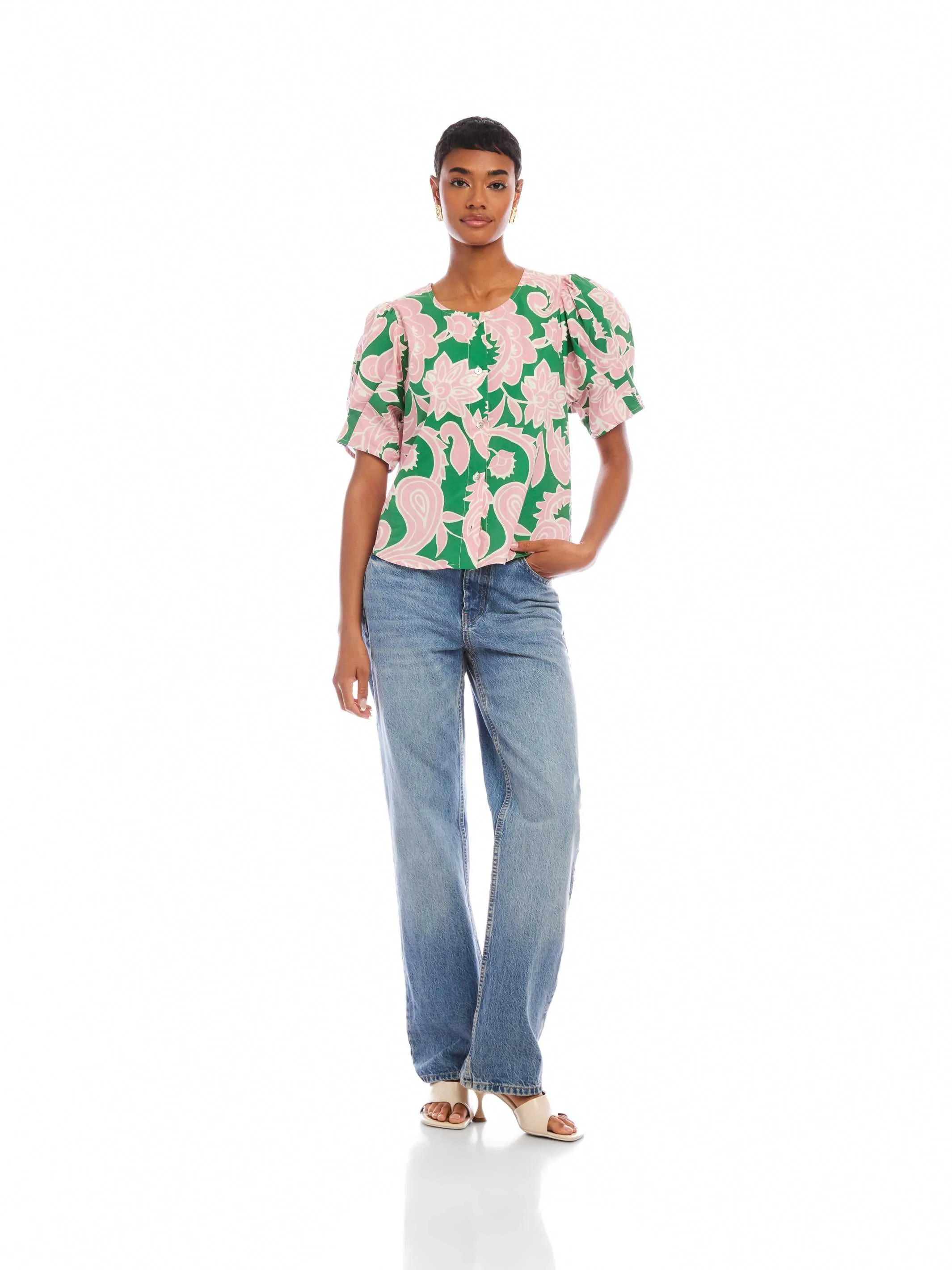 Button-Up Puff Blouse sold by Fifteen Twenty product image thumbnail 4
