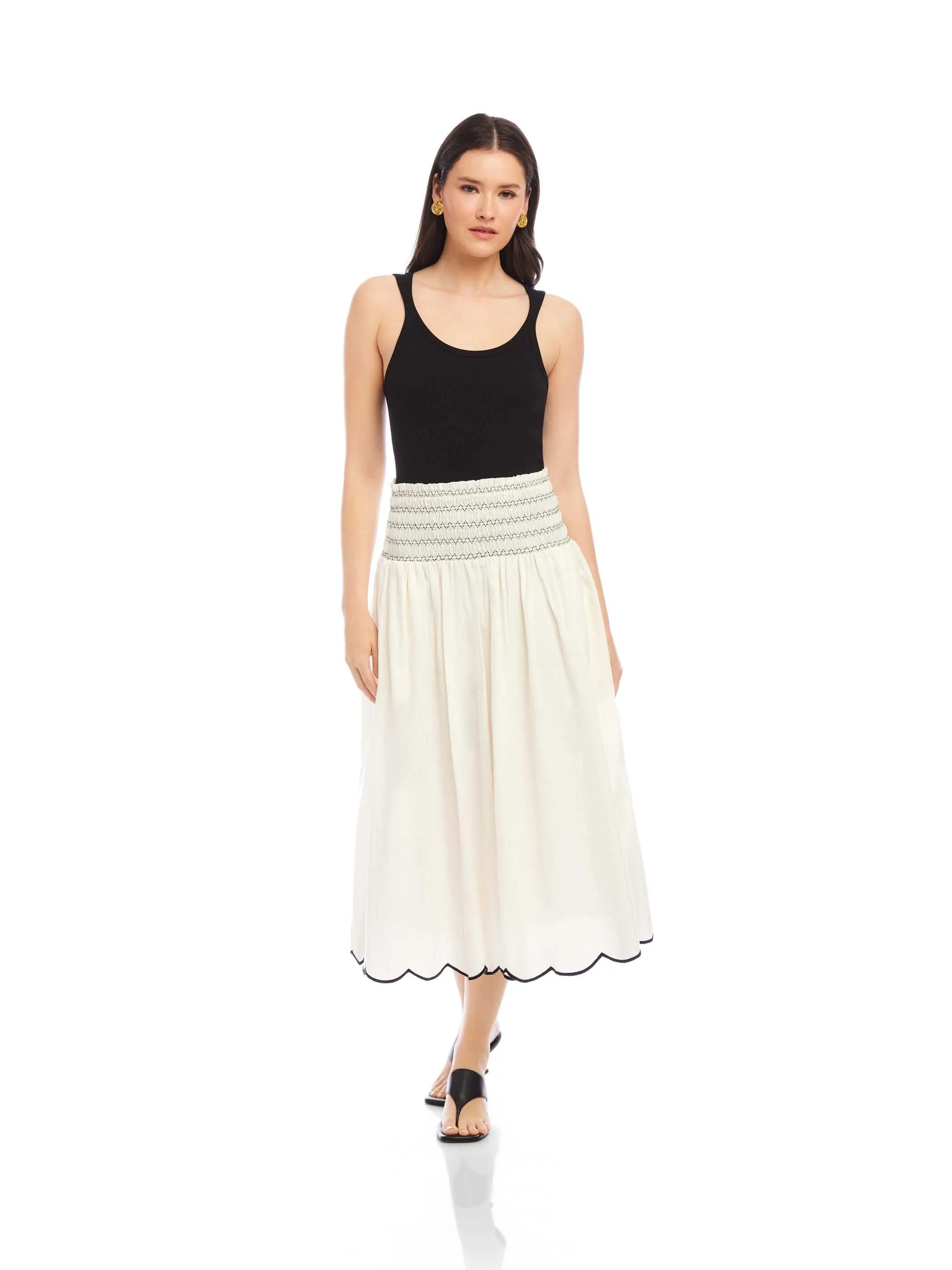 Elsa Smocked Waist Midi Skirt sold by Fifteen Twenty product image thumbnail 4