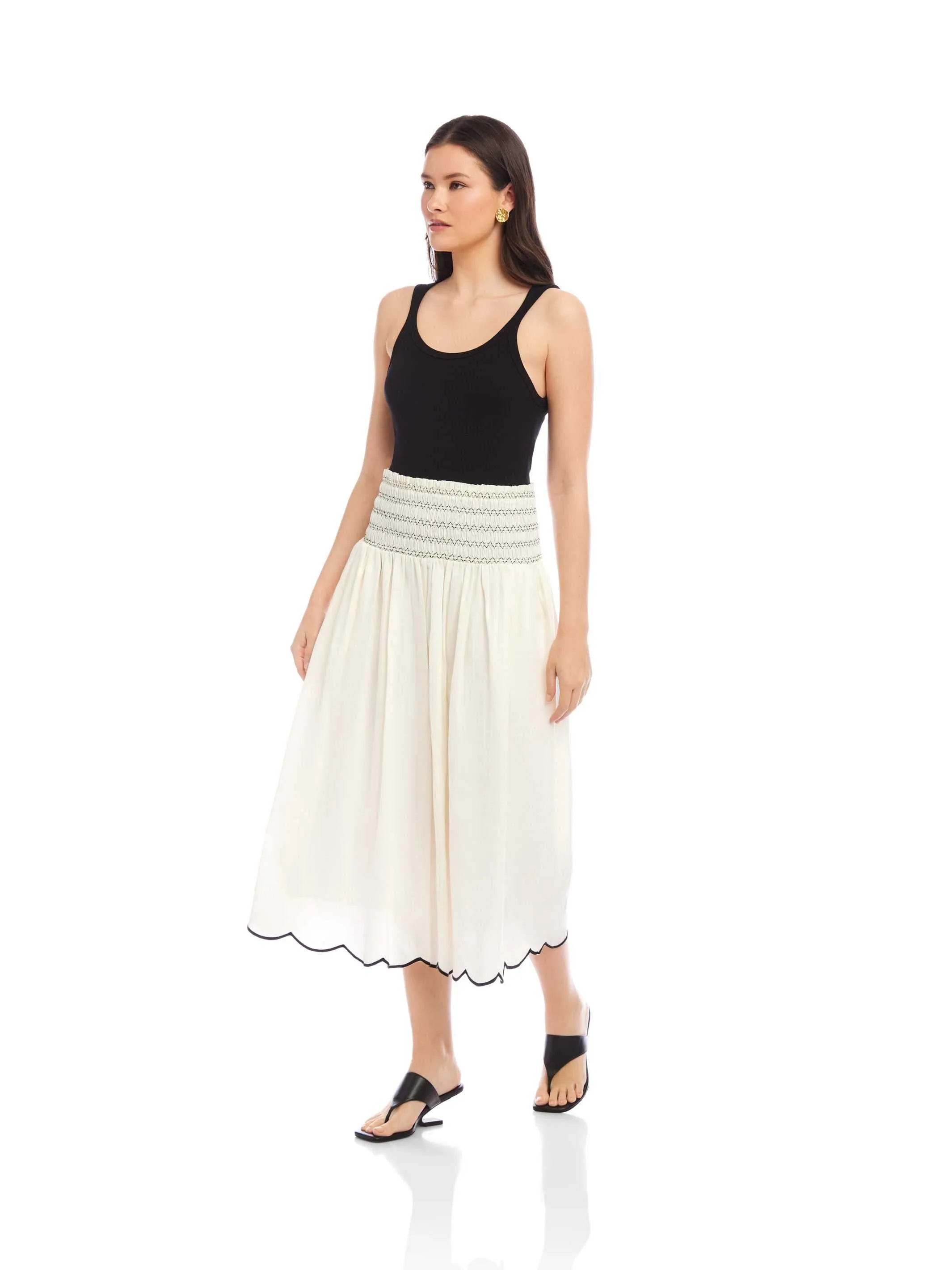 Elsa Smocked Waist Midi Skirt sold by Fifteen Twenty product image thumbnail 5