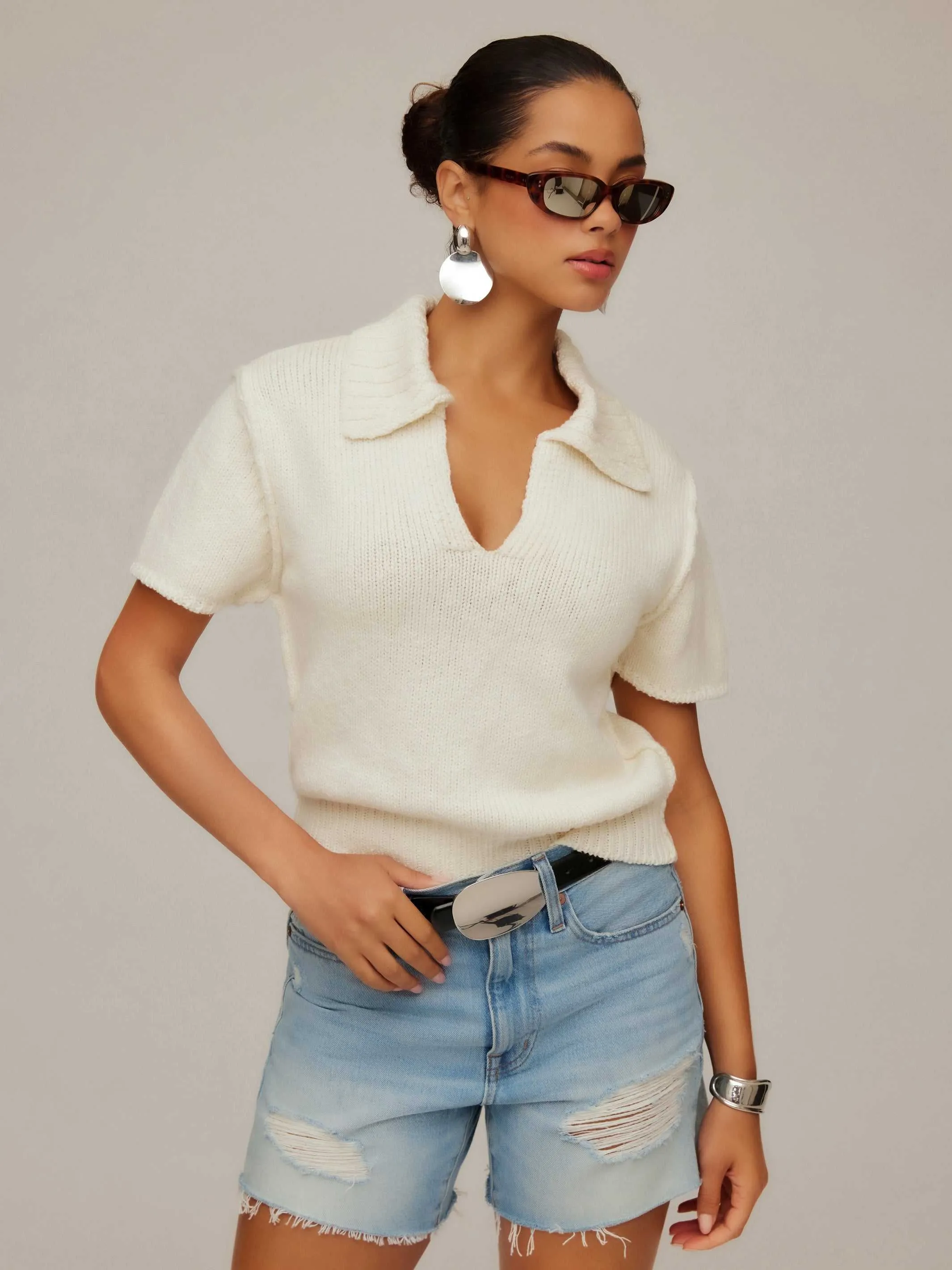 Evie Knit Polo Top sold by Fifteen Twenty product image thumbnail 3