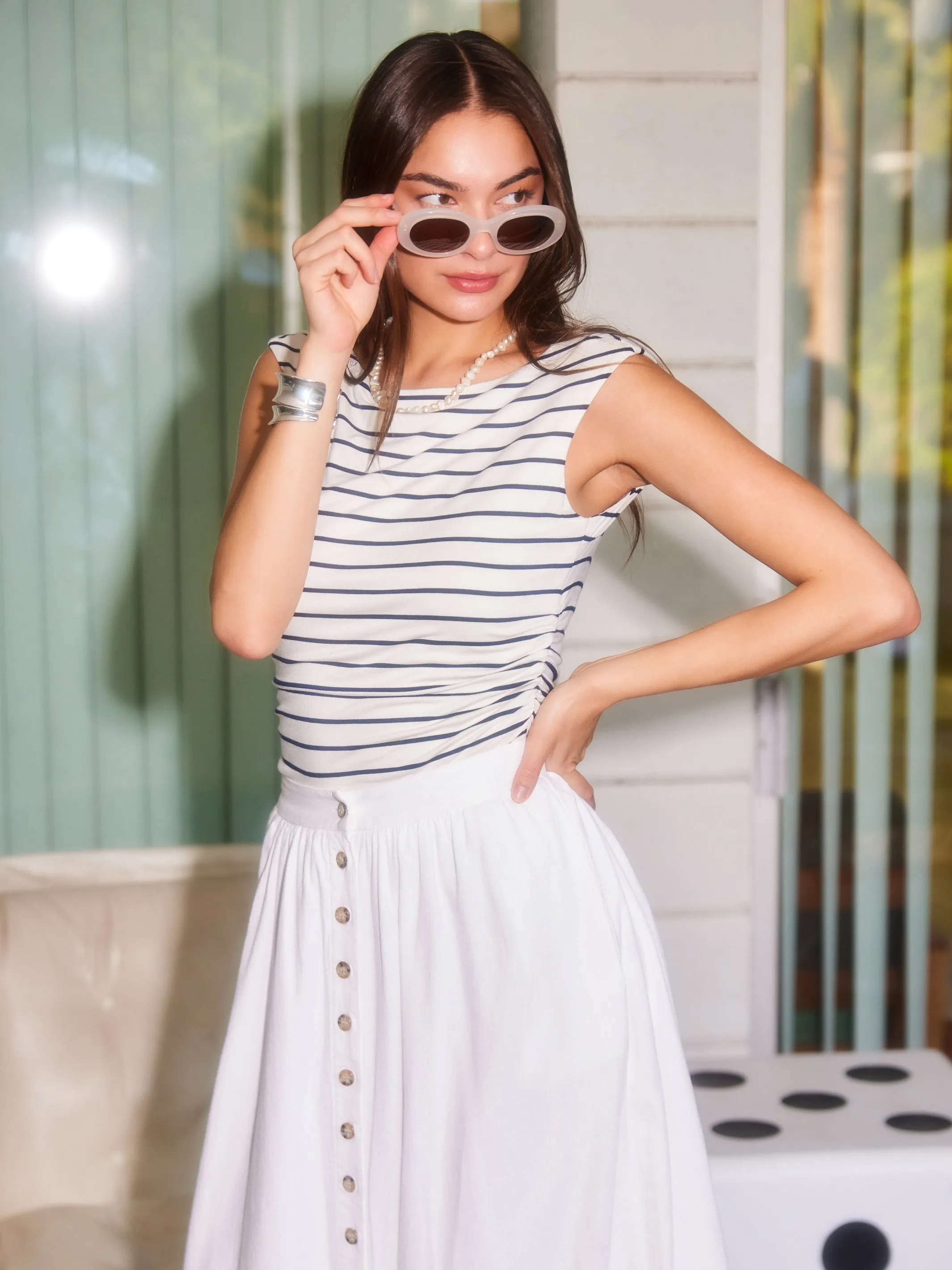 Tasha Side-Shirred Top sold by Fifteen Twenty