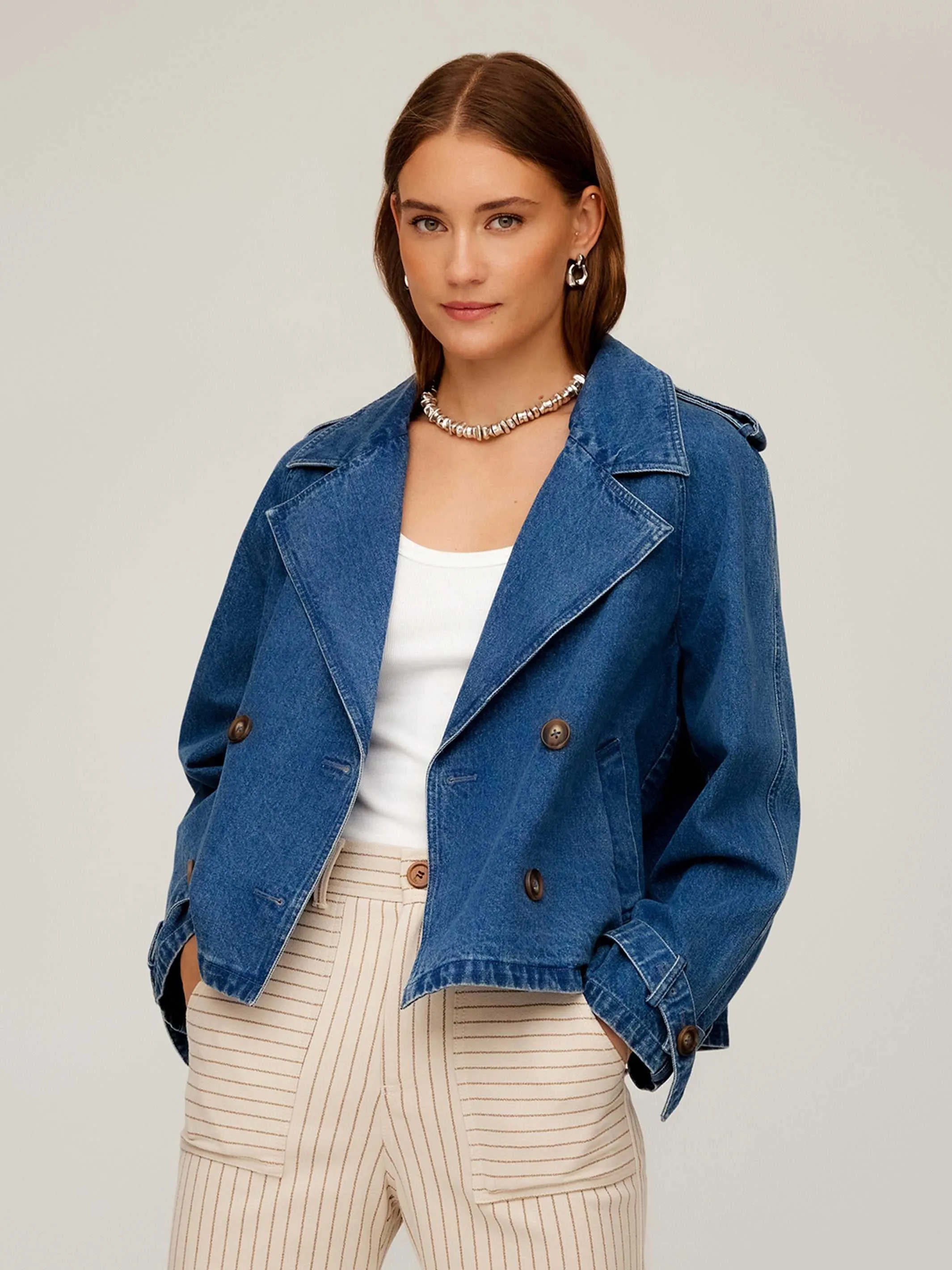 Chelsea Cropped Trench Jacket sold by Fifteen Twenty product image thumbnail 2