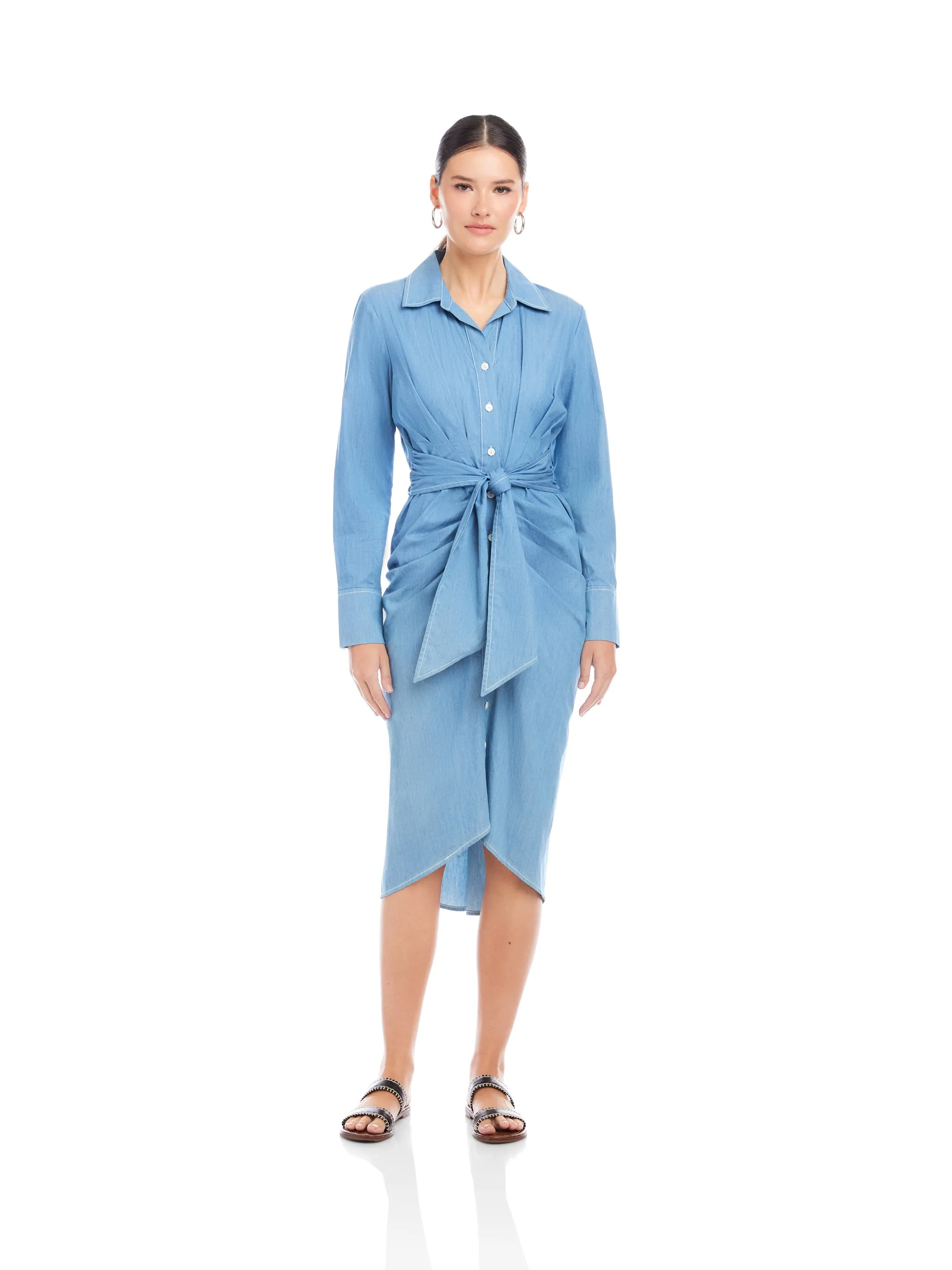 Rayleen Long Sleeve Pleated Shirtdress sold by Fifteen Twenty product image thumbnail 3