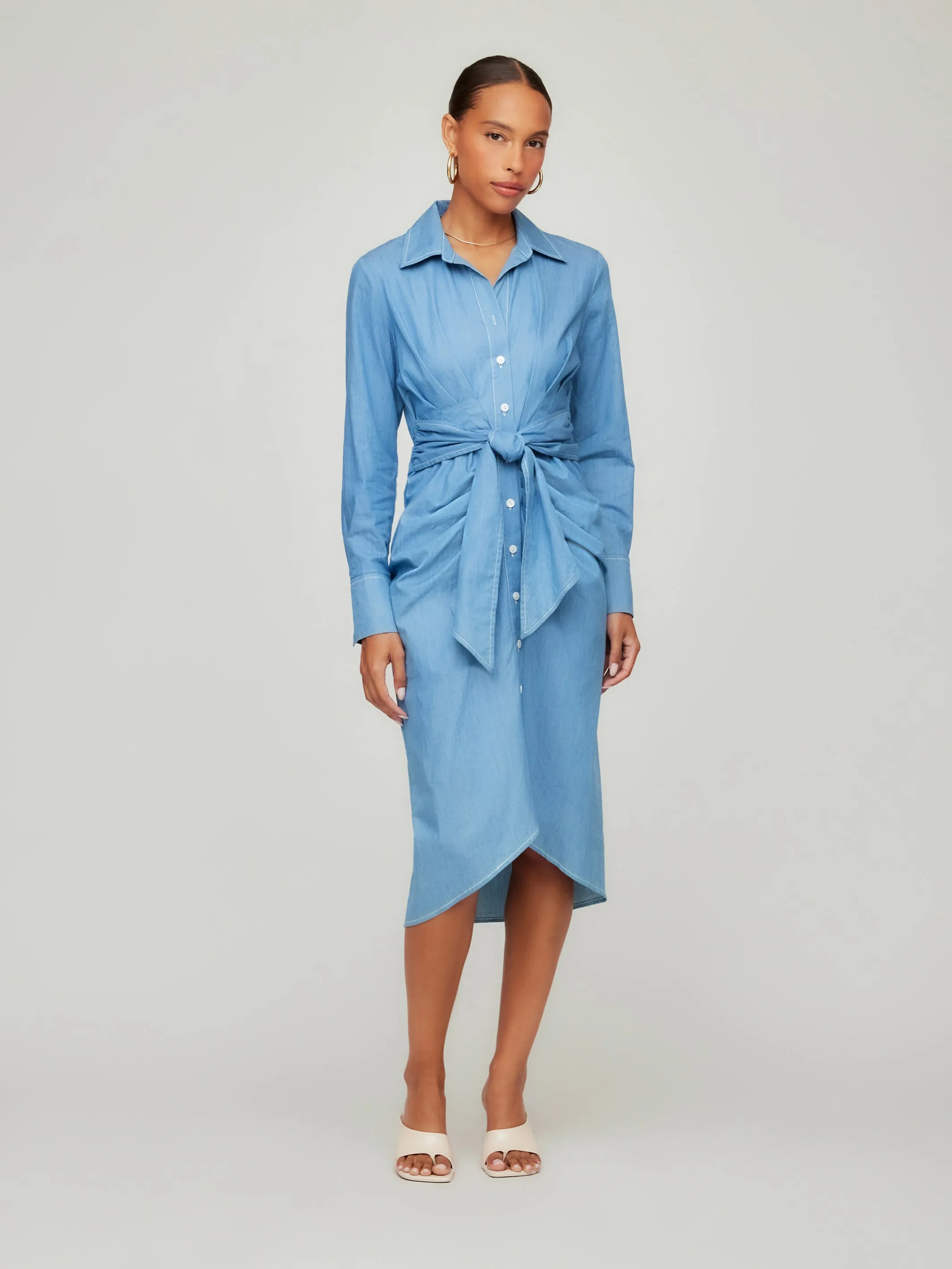 Rayleen Long Sleeve Pleated Shirtdress sold by Fifteen Twenty product image thumbnail 2