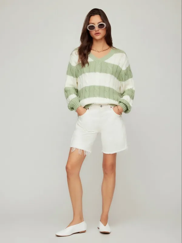 Avalee Stripe Cable Sweater made by Fifteen Twenty