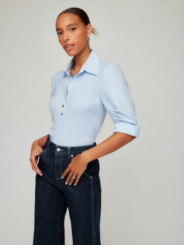 Camden Contrast Pleat Sleeve Henley Top made by Fifteen Twenty