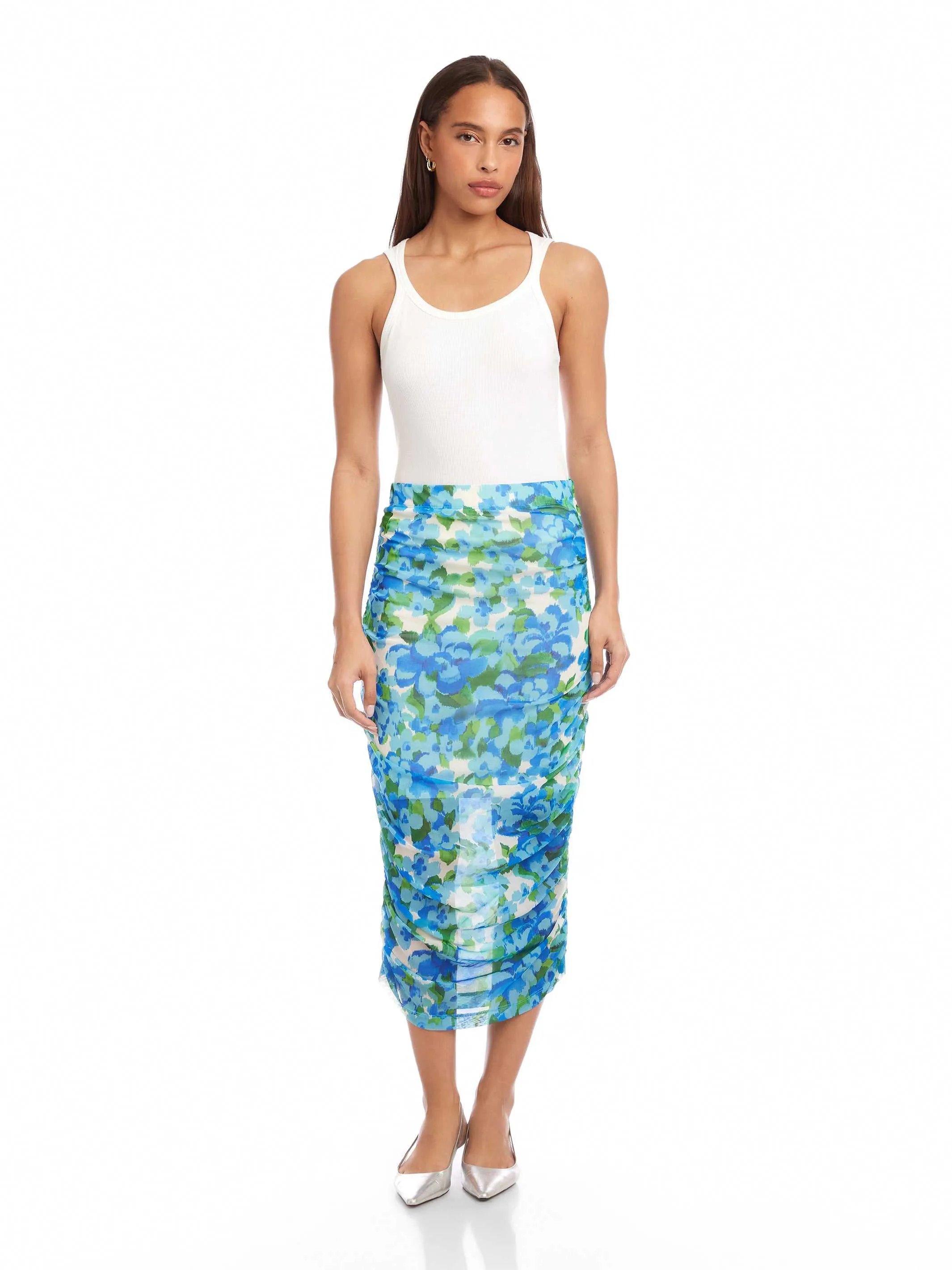 Tatum Side-Shirred Mesh Skirt sold by Fifteen Twenty product image thumbnail 3
