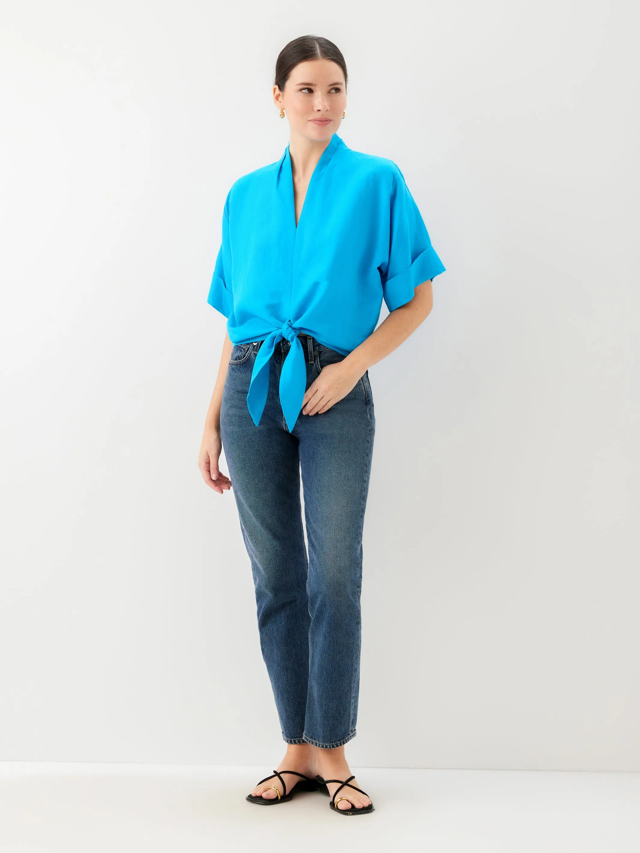 Janice Cuffed Sleeve Tie-Front Top sold by Fifteen Twenty product image thumbnail 2