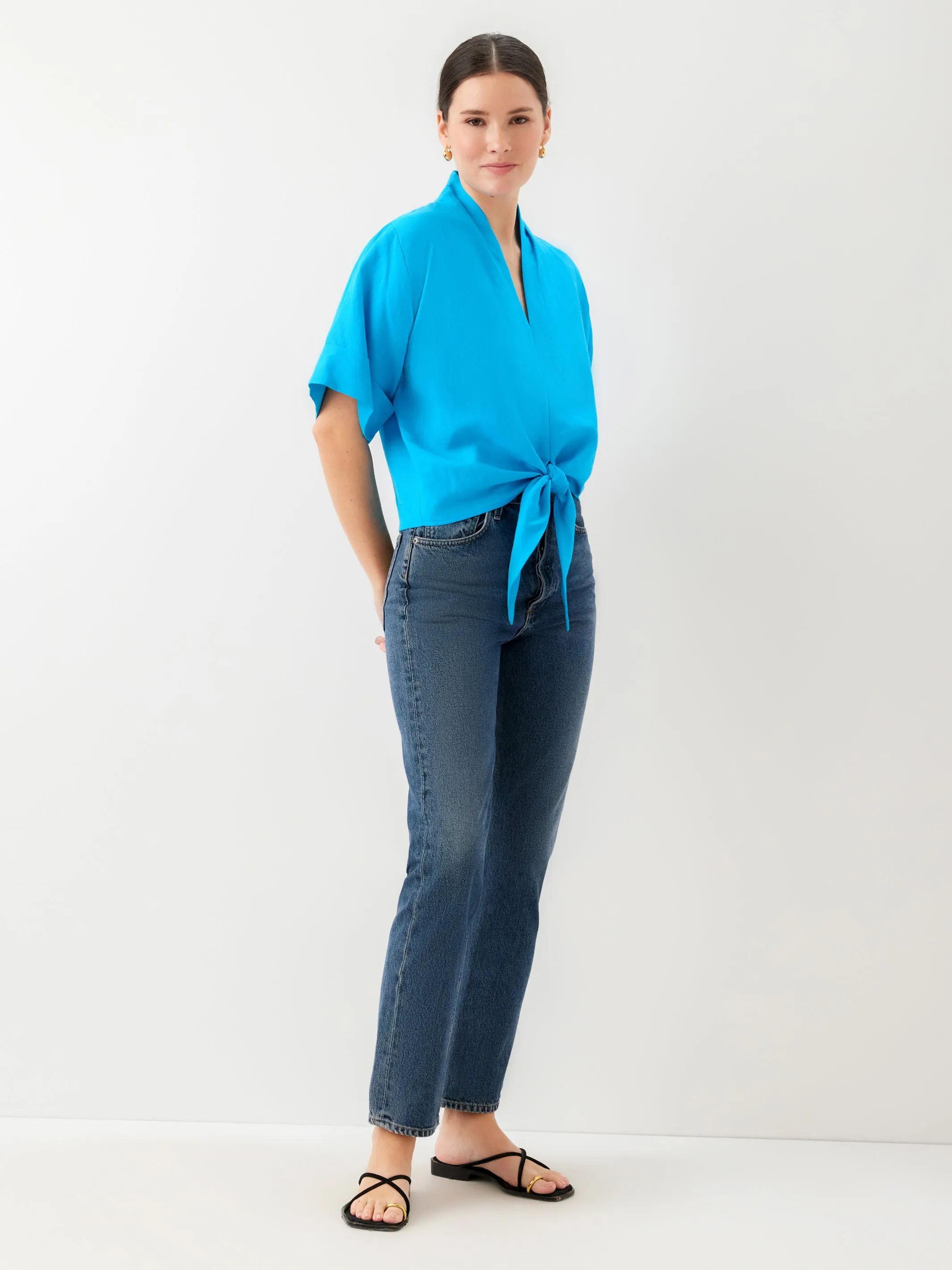 Janice Cuffed Sleeve Tie-Front Top sold by Fifteen Twenty product image thumbnail 3