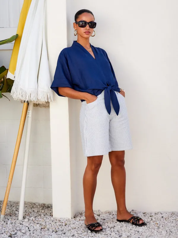 Janice Cuffed Sleeve Tie-Front Top made by Fifteen Twenty