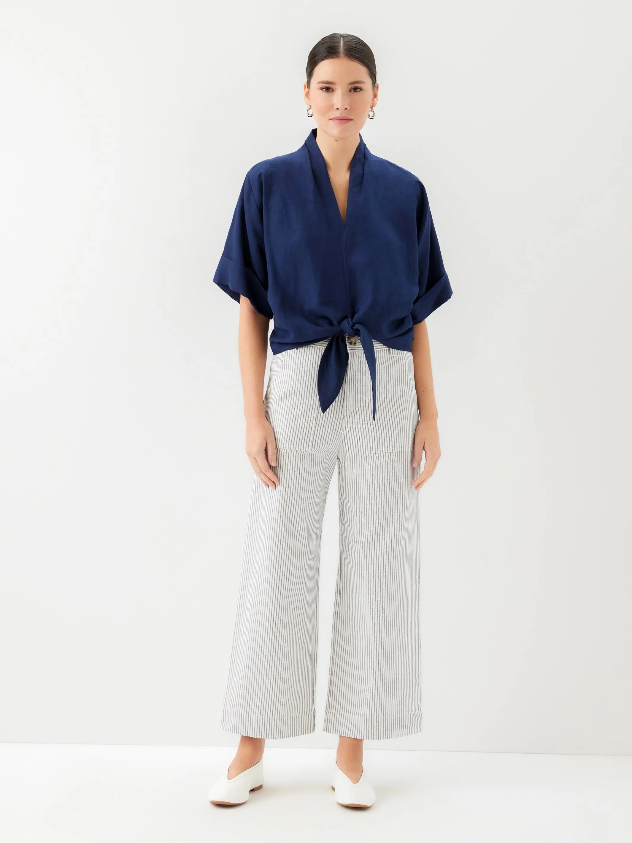 Janice Cuffed Sleeve Tie-Front Top sold by Fifteen Twenty product image thumbnail 3