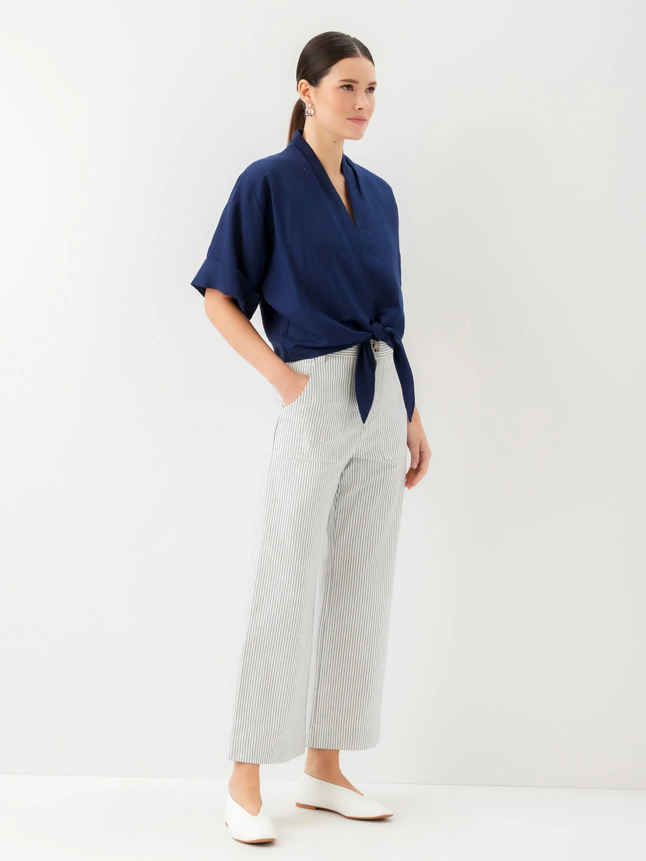Janice Cuffed Sleeve Tie-Front Top sold by Fifteen Twenty product image thumbnail 4
