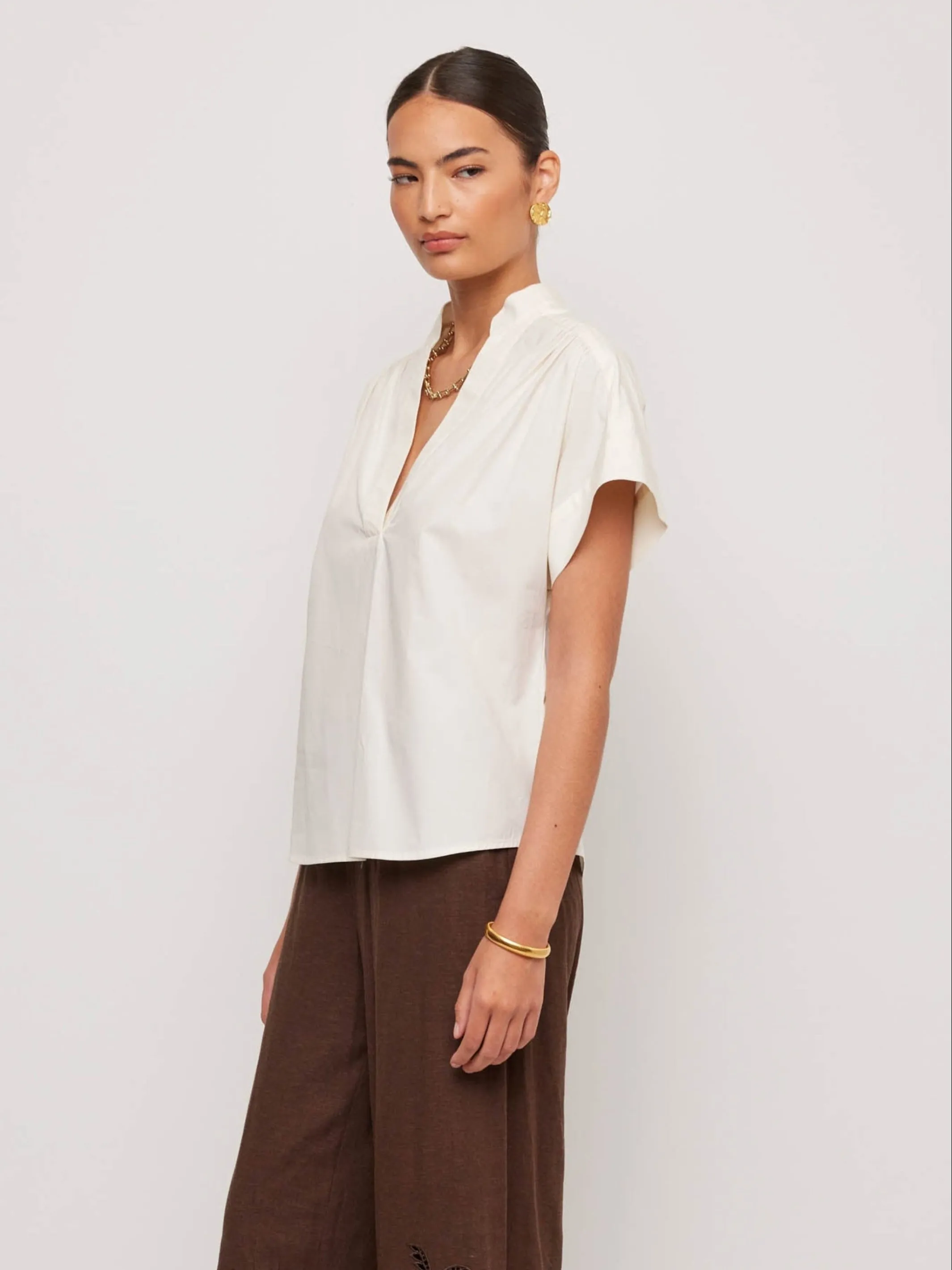 Olive Short Sleeve V-Neck Top sold by Fifteen Twenty product image thumbnail 2