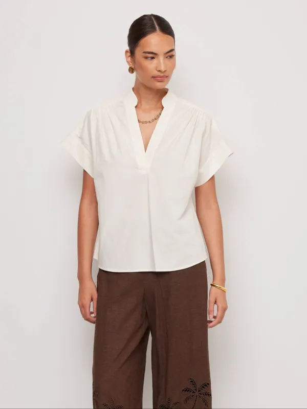 Olive Short Sleeve V-Neck Top made by Fifteen Twenty