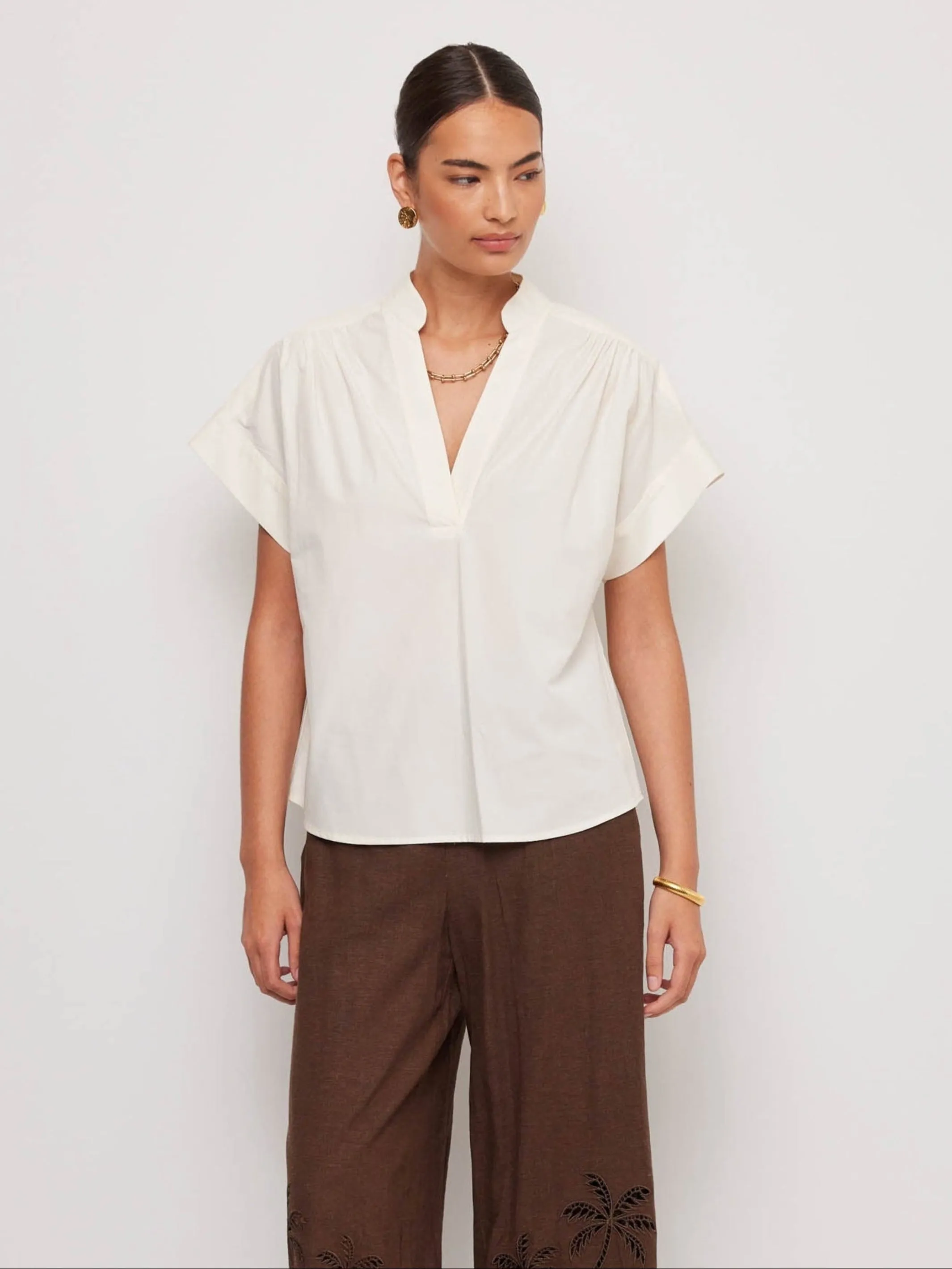 Olive Short Sleeve V-Neck Top sold by Fifteen Twenty
