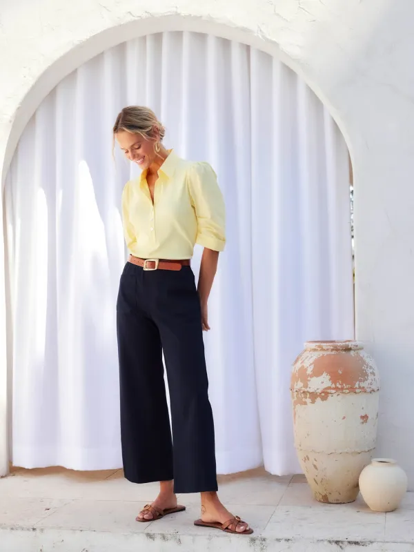 Camden Contrast Pleat Sleeve Henley Top made by Fifteen Twenty