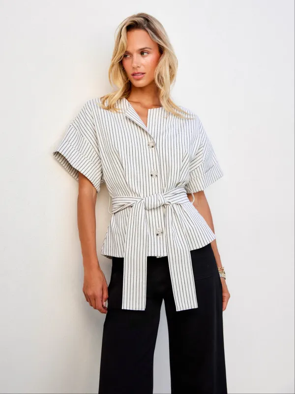 Belted Button-Up Top made by Fifteen Twenty