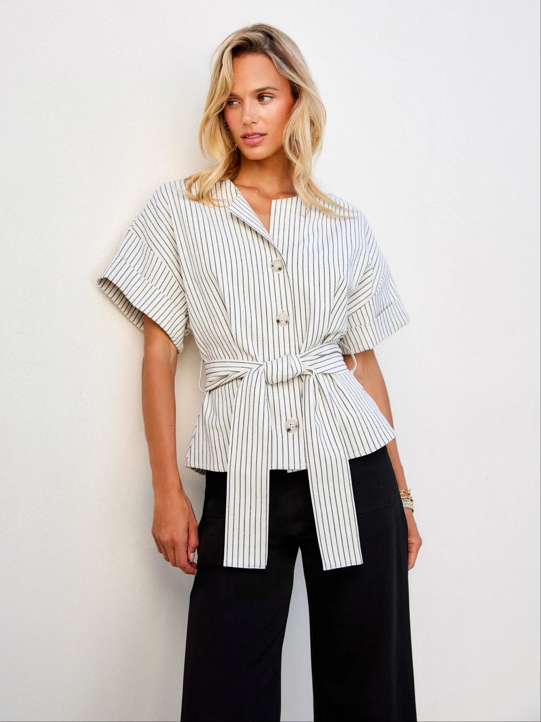 Belted Button-Up Top sold by Fifteen Twenty
