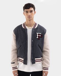 Varsity Jacket Dark Grey / Off White sold by Filling Pieces