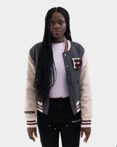 Varsity Jacket Dark Grey / Off White sold by Filling Pieces