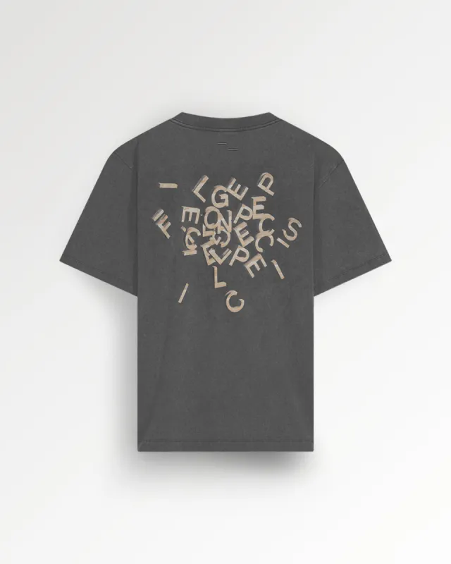 T-shirt Alphabet Travertine Vintage Black made by Filling Pieces