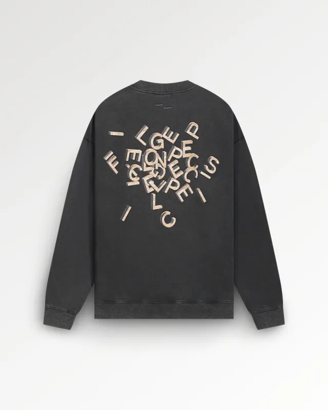 Sweatshirt Alphabet Travertine Vintage Black sold by Filling Pieces