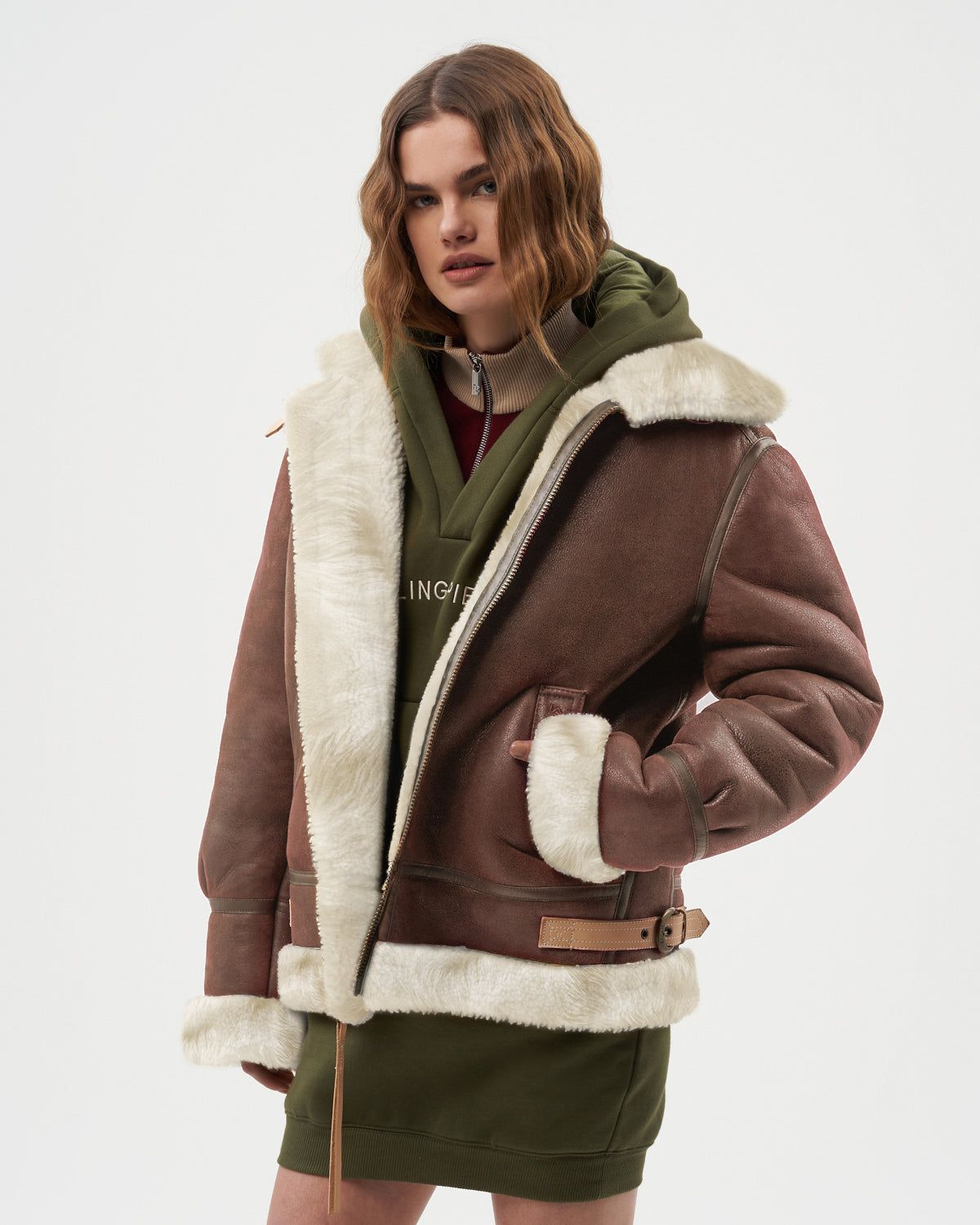 Studio Shearling Jacket Schott Camel sold by Filling Pieces product image thumbnail 12